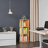 360 Display Rotating Bookshelf Tower,Rotating Bookshelf for Kids&Adults,3 Tier Rotating Stackable Shelves for Small Space,Solid Wood Narrow Bookcase Organizer for Kids Room,Bedroom,Living Room Feuusec