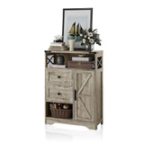 Fameill Farmhouse Storage Cabinet with 2 Drawers&Shelves,Freestanding Storage Cabinet with Doors&Open Storage,Floor Storage Cabinet for Living Room,Bathroom,Kitchen,Laundry,Light Rustic Oak Fameill