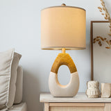 OYEARS 19” Boho Table Lamps Bedroom Living Room,Suitable for Small Space,Farmhouse Rattan Lamp Rustic Egg Design Resin Nightstand Bedside Lamps for Bedroom Living Room Office Study Rest Decor OYEARS