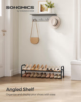 SONGMICS Expandable Shoe Rack, 1 Tier Shoe Rack Shelf, Adjustable Shoe Organizer Storage for 10 Pairs of Shoes, Metal Free Standing Shoe Racks for Closet, Front Door Entryway, Easy Assembly, Ink Black SONGMICS