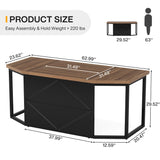 Tribesigns 63 Inch Executive Desk, Large Computer Desk with Privacy Panel, Modern Simple Style Home and Office Desk, Gaming Desk Writing Table Study Desk Business Furniture, Brown and Black Tribesigns