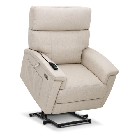 MCombo Power Lift Recliner Chair with Massage and Dual Heating, Adjustable Headrest, Extended Footrest for Elderly People, Fabric R7605 (Beige) MCombo