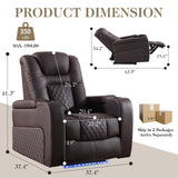 SAMERY Power Recliner Chair with Adjustable Headrest for Living Room Faux Leather Electric Recliner Chair Home Theater Seating Seats with Lighting/USB Port/Storage Arms/Reversible Armrests/Cup Holder SAMERY