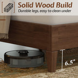 Jocisland Wood King Size Bed Frame,Tall Upholstered Tufted Headboard, Solid Wood Platform, No Box Spring Needed, Walnut Jocisland