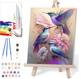MIRCVSH Paint by Numbers Kit for Adults Framed,Hummingbird Paint by Number for Adults Beginner,Adults' Paint-by-Number Kits on Canvas with Wooden Easel for Home Wall Decor 12X16 Inch MIRCVSH