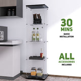 Beauty4U Glass Display Cabinet with 4 Shelves, Curio Cabinets for Living Room, Bedroom, Office, Black Floor Standing Glass Bookshelf, Quick Installation Beauty4U