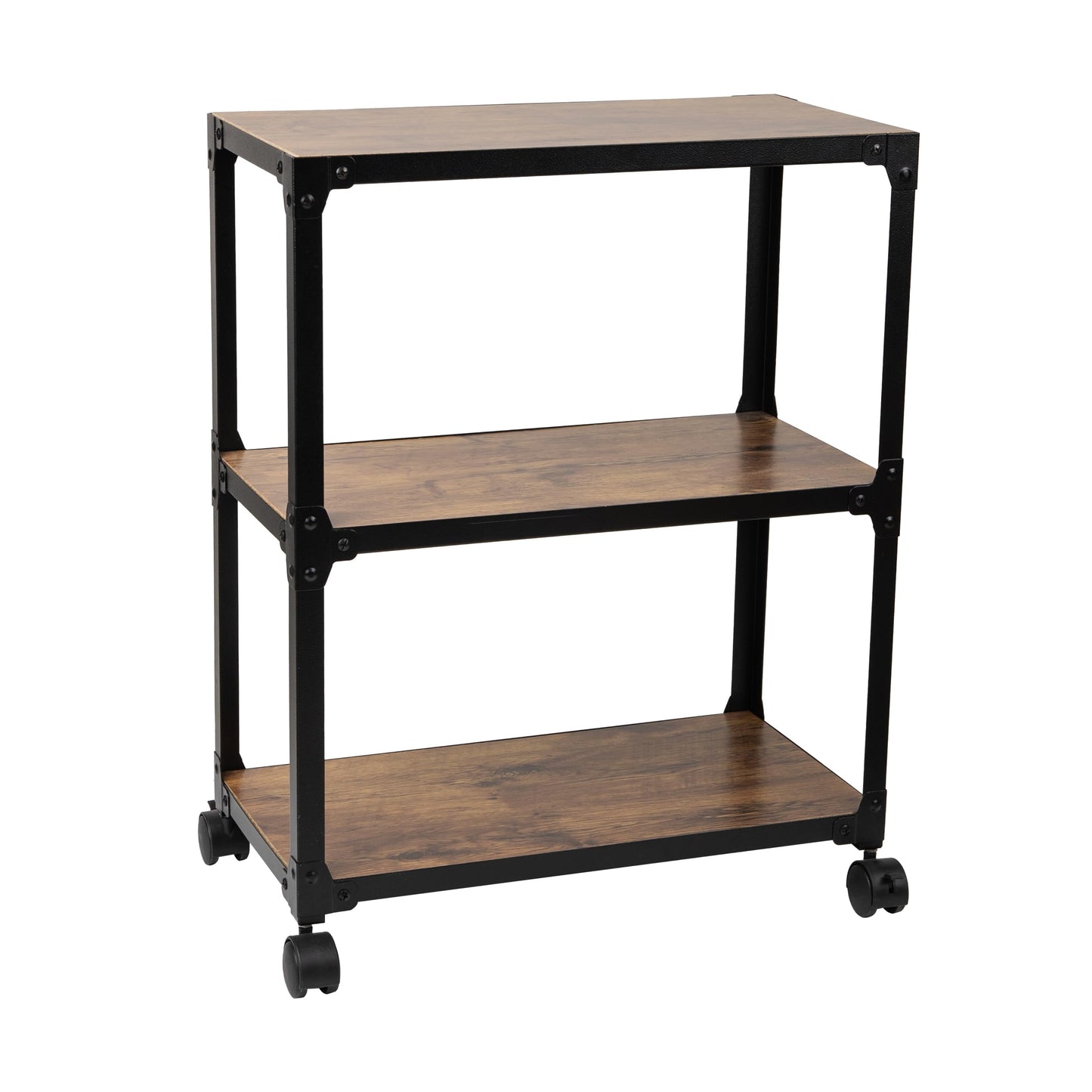 Mind Reader Bar Cart, Rolling Cart, Microwave Stand, 3-Tier, Coffee Cart, Kitchen, Wood/Metal, 23"L x 12"W x 29.5"H, Brown