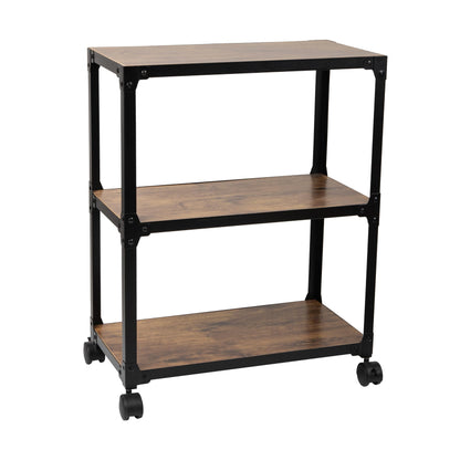 Mind Reader Bar Cart, Rolling Cart, Microwave Stand, 3-Tier, Coffee Cart, Kitchen, Wood/Metal, 23"L x 12"W x 29.5"H, Brown