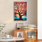 Fountor Framed Paint by Numbers Kit for Adults Beginner & Kids Ages 8-12, Tree of Life Paint by Number with Frame, Easy Acrylic Stained Glass Colorful Tree Painting by Numbers Kit on Canvas 8x12 inch Fountor