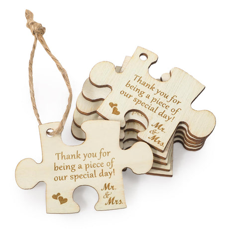 Beeveer 100 Pcs Wedding Favors Tags Puzzle Wooden Tags Thank You Tags with Twine Personalized Gift Tags Thank You for Coming Tags Thank You for Being a Piece of Our Special Day Tag for Bridal Shower Beeveer