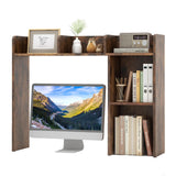 Tangkula Brown Desktop Bookshelf and Storage Hutch with 5 Shelves for Organised Workspaces Tangkula