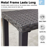 46” Black Rattan Bench with Metal Legs, Wicker Frame Patio Bench for Hallway, All Weather Outdoor Bench for Garden, Backyard, Porch Puntogen