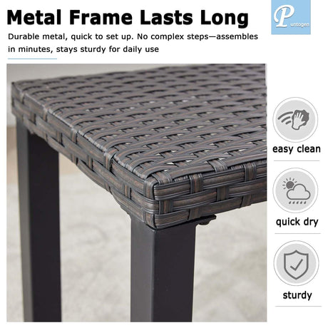 46” Black Rattan Bench with Metal Legs, Wicker Frame Patio Bench for Hallway, All Weather Outdoor Bench for Garden, Backyard, Porch Puntogen
