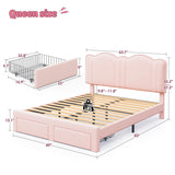 EnHomee Queen LED Bed Frame with 2 Storage Drawers,Upholstered Bed Frame Queen Size with Adjustable Cloud Headboard, Solid Wooden Slats, No Box Spring Required, Easy Assembly, Pink EnHomee