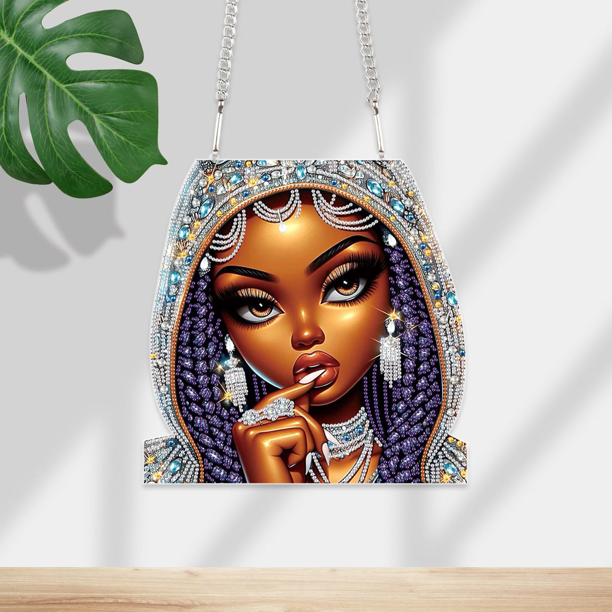 JISHSHAY Diamond Art Pendant African Woman Diamond Painting Hanging Woman Gem Art Hanging Pendant Gem Painting Sun Catchers Mosaic Kits for Adults Suncatchers Embroidery Kit Wind Chimes Windchimes JISHSHAY