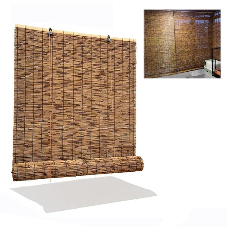 Bamboo Blinds for Windows 10" 11" 26" 27" 32" 33" 39" 40" 46" 47" 52" 53" 58" 59" 64" 65" 70" 71" Bamboo Roller Shades Home Sunshade Light Filtering Cordless, Cocoa(Size:62 in Width x 47 in High) WoodArtSupply