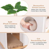 Tangkula Cat Tree with Litter Box Enclosure, 2-in-1 Cat Tower with Condo, Sisal Scratching Posts, Hanging Rope, Dangling Balls, Scratching Pad, Hidden Litter Box Furniture for Indoor Cats (White) Tangkula