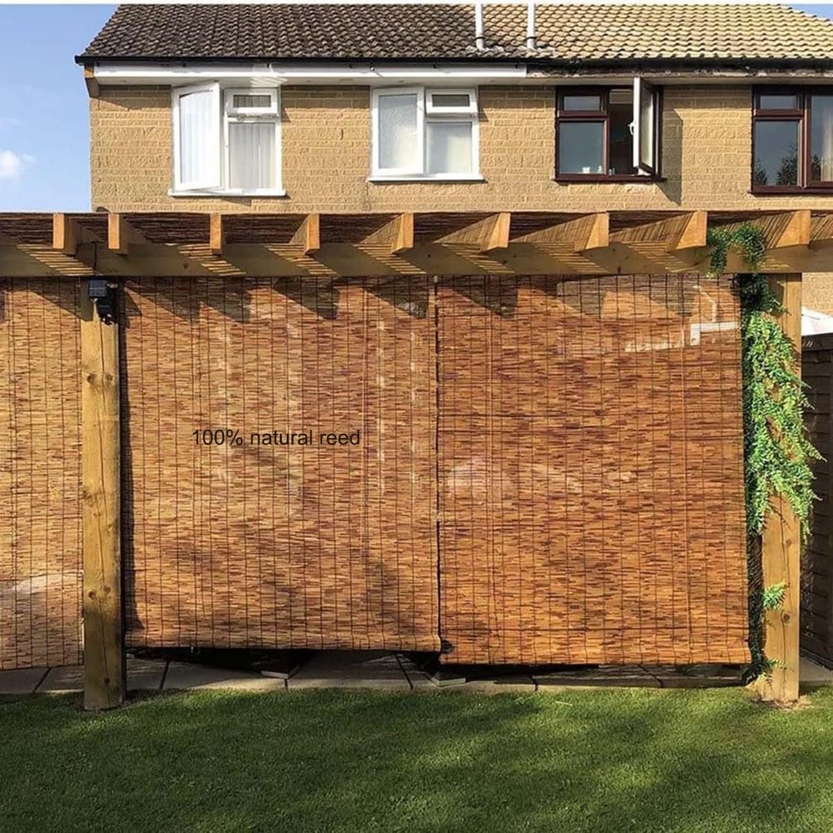 Blackout Cordless Bamboo Roller Blind, Breathable Bamboo Roll Up Roman Shades for Windows, 23" 29" 31" 33" 37" 41" 43" 47" 49" 51" 53" 55" 61" 73" Wide, Retro Bamboo Privacy Curtain for Outdoor Patio ZXBMYLV