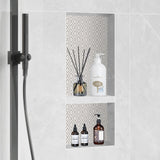 VEVOR Shower Niche Ready for Tile 16" x 24", Double Shelf Organizer, Square Corners Wall-inserted Niche Recessed, Sealed Protection Modern Soap Storage Niche for Shower Bathroom, Black VEVOR