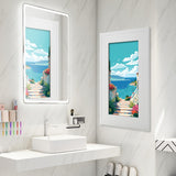 Potter-Island Concealed Medicine Cabinet 14×24 Recessed, Picture Frame Medicine Cabinet, Farmhouse White Wood Frame, 3 Shelves, 100% Handmade, Fully Assembled Wall Niche Insert（Moonlighter） Potter-Island