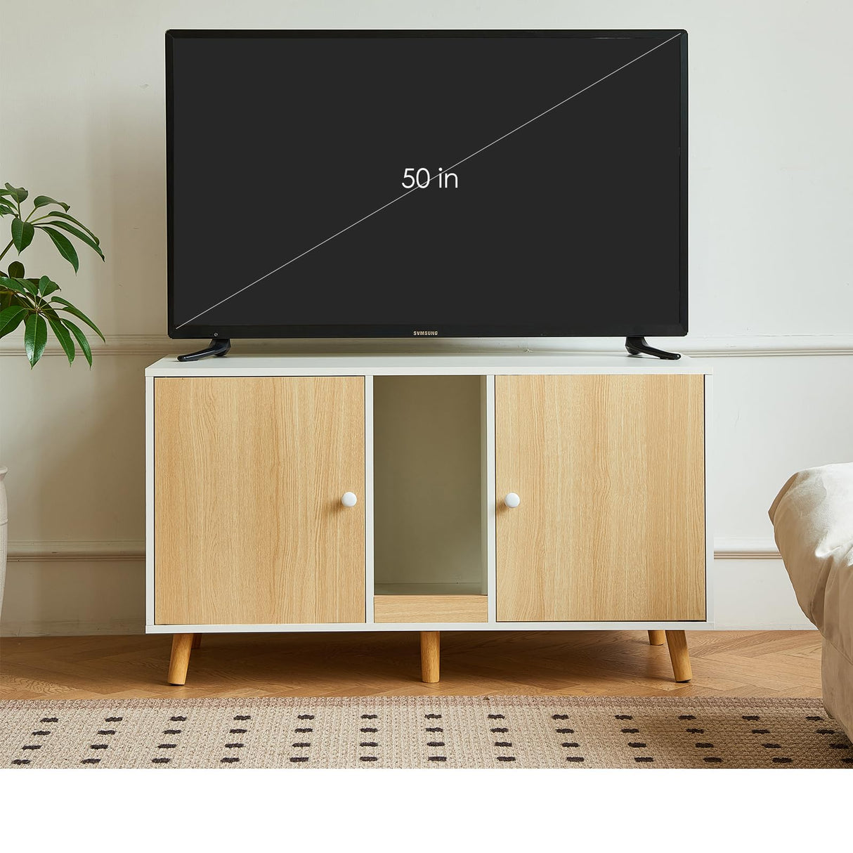 JanflyHome Litter Box Enclosure for 2 Cats - 42.5" Double Hidden Cat Litter Box Cabinet with Scratching Pad Large Space Indoor Pet House Crate Furniture Modern, Wood JanflyHome