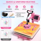 Whubefy 5 in 1 Heat Press Machine 15x15 Slide Out with 30OZ Tumbler Press, Swing Away Heat Press Machine for T Shirts Printing, 1400W Fast Heating Sublimation Shirt Press Machine for Hat Cap Mug Plate Whubefy