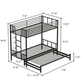 KEIKI Twin Over King Bunk Bed, Extendable Bunk Beds, Pull-Out Bunk Bed Frame Can Be Extendable, No Box Spring Needed KEIKI