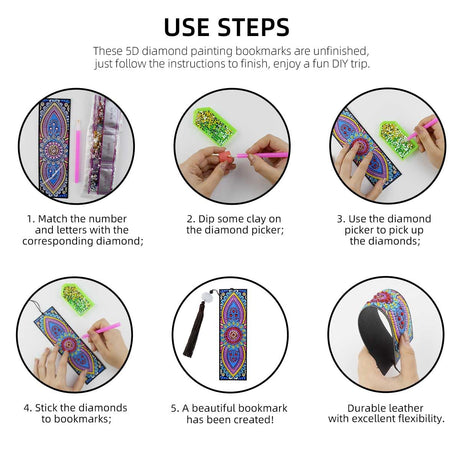 3 Pieces 5D Diamond Art Bookmark Kits for DIY Craft Diamond Art Dotz Bookmarks with Tassel for Beginner Kids Adults Women Book Lovers Rhinestones Beaded Leather Corner Bookmark Christmas Supplies yuntop