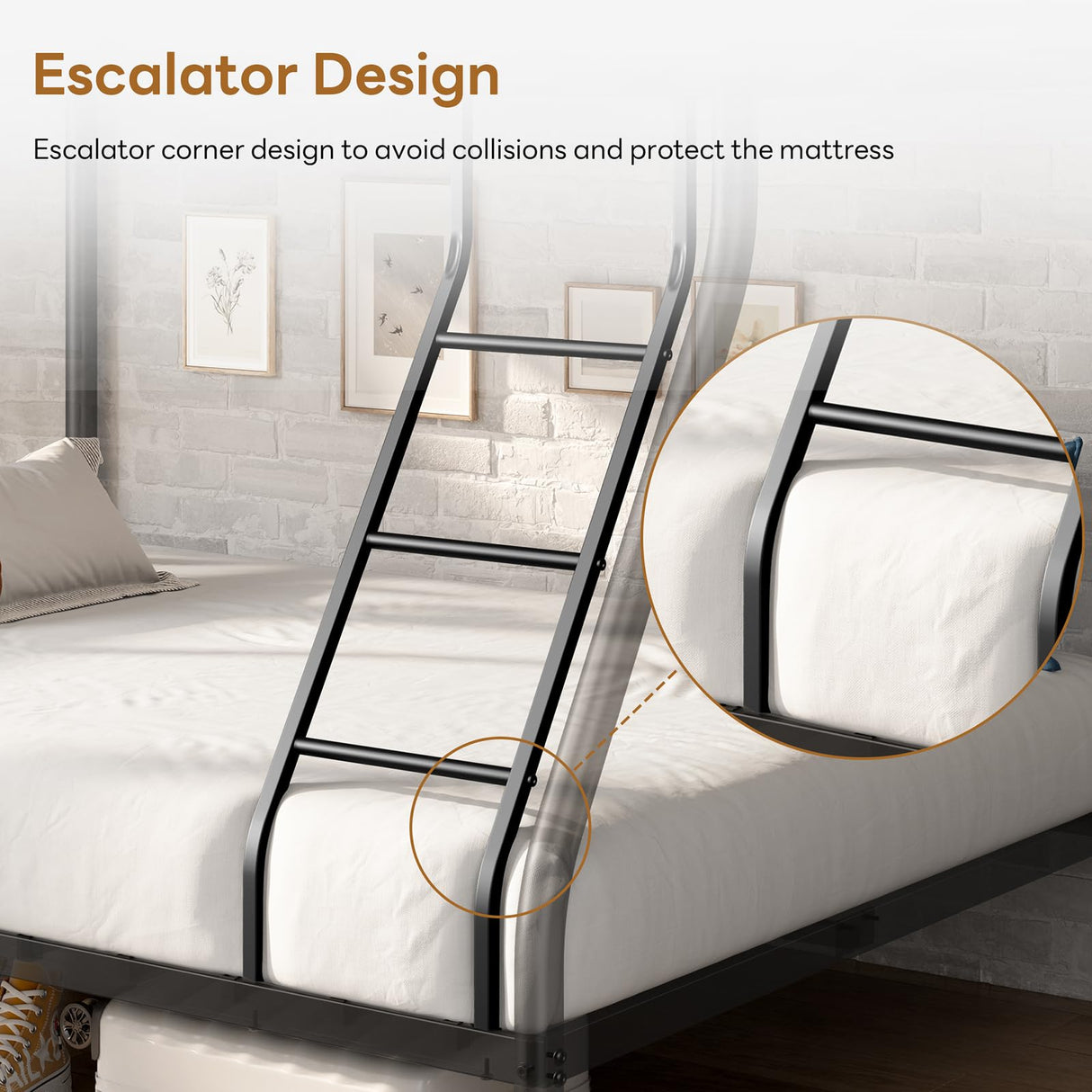 Klwenas Maec Twin Over Full Loft Bunk Beds for Kids,Teens & Adults,Heavy Duty Metal Bed Frame with Ladder,No Box Spring Needed,Space Saving Bedroom Furniture (Twin Over Full) Klwenas Maec