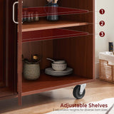 Lyromix 54" Rolling Kitchen Island on Wheels, Large Kitchen Island Cart with Storage Cabinet, Portable Wood Island Table for Kitchen with 2 Drawers and Spice Rack & Towel Rack, Rustic Brown Lyromix