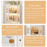 HXUQCZIG Tall Corner Curio Cabinet with Glass Doors, 5-Tier Shelves with Top Guard Rail for Living Room, Bathroom, Kitchen, Home Office White Corner Display Cabinet HXUQCZIG