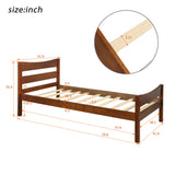 MERITLINE Twin Size Platform Bed with Headboard and Footboard, Wooden Bed Frame, No Box Spring Needed – Walnut MERITLINE