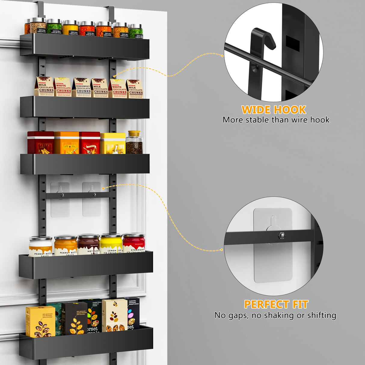 Moforoco 9-Tier Over The Door Pantry Organizer, Pantry Organization And Storage, Metal Hanging Spice Rack Shelves Door Moforoco