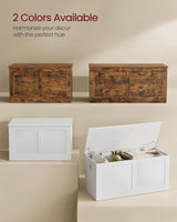 VASAGLE Storage Chest, Storage Trunk with 2 Safety Hinges, Storage Bench, Shoe Bench, Farmhouse Style, 15.7 x 39.4 x 18.3 Inches, for Entryway, Bedroom, Living Room, Cloud White ULSB164W01 VASAGLE