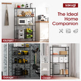 Sakugi Storage Shelves - 4 Tier Shelf Organizer, Heavy Duty Garage Shelving Unit with Leveling Feet, Stable Metal Shelves Organizer for Pantry, Kitchen and Closet, 33.0" W x 12.6" D x 57.2" H, Black Sakugi