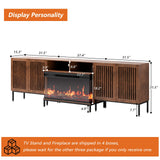 BVIUNTWO 3-Sided Glass Farmhouse Fireplace TV Stand for TVs Up to 100 Inch, Entertainment Center with 36" Electric Fireplace, TV Console with Storage Cabinets for Living Room,Dark Brown BVIUNTWO