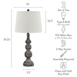 Signature Design by Ashley Mair Rustic Farmhouse Poly Table Lamp 2 Count, Gray Signature Design by Ashley