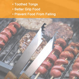 GreatChef Barbecue Grilling Utensils Set of 4, Stainless Steel Tools with Wood Handle, Meat Fork, Slotted Turner, Barbecue Tongs & Silicone Brush, Good BBQ Accessories for Outdoor, Camping & Party GreatChef