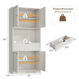 GarveeHome Kitchen Pantry Cabinet, 70" Tall Pantry Storage Cabinet with Countertop, Fluted Tall Cabinets with Doors and Drawer, Freestanding Cupboard for Dining Room, Living Room, Antique White GarveeHome