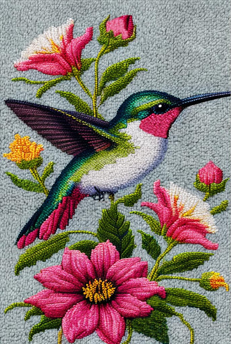 YAKOLECI Latch Hook Kits for Adults, Color Printed DIY Carpet Crafts Arts Rug for Home Decoration Festival Gift Size 23.6''X15.8 (Hummingbird), Onesize YAKOLECI