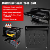 BHB 3 Tier Rolling Tool Cart Box On Wheels with Lockable Drawer, Heavy Duty Capability Tool Cart for Mechanics, Large Storage Organizer Utility Cart, for Garage Warehouse Repair Shop, 350 Lbs Load BHB