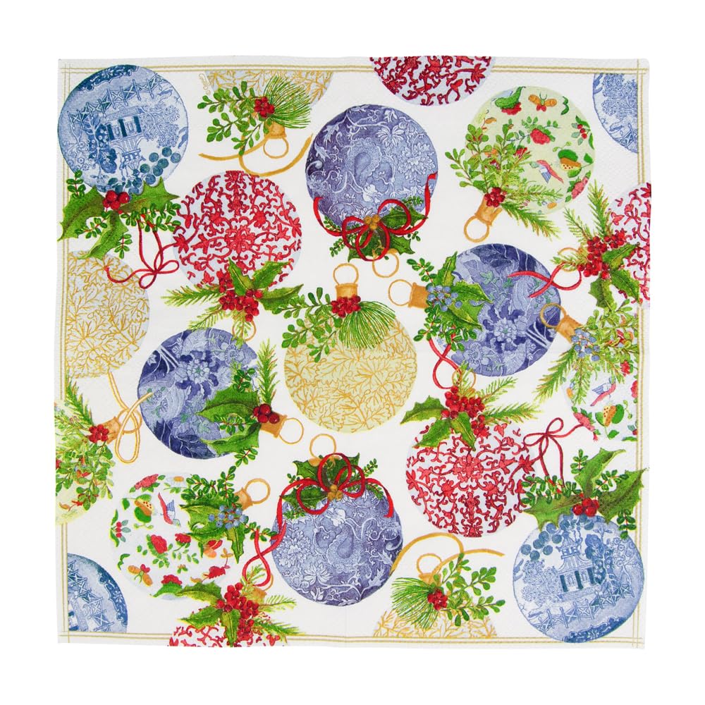 Caspari Porcelain Ornaments Paper Cocktail Napkins - 20 Per Package Caspari