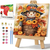 hkejoi Fall Paint by Numbers Kit for Adults Beginner, Fall Paint by Numbers with Frame and Easel, DIY Crafts Painting by Number for Gift Home Wall Decor 9.84x9.84 inch hkejoi