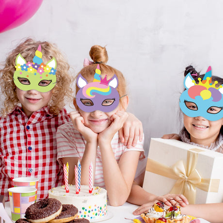 Chiazllta 24 Pcs Color Your Own Unicorn Mask DIY Rainbow Paper Mask Craft Kits for Kids Party Favors Decorations Class Home Activity Coloring Game for Girls Toddlers chiazllta