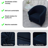 WOMACO 2 Pieces Club Chair Slipcover Printed Stretch Armchair Tub Round Barrel Swivel Chair Covers withc Cushion Cover Elastic Bottom Sofa Furniture Protector for Tullsta (1, Navy) WOMACO