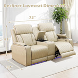SIENWIEY Leather Recliner Sofa Set with LED Light, Power Reclining Couch Set with USB Port, Leather Couch Set 2 Pieces for Living Room Home Theater Seating（Beige，Sofa and Loveseat） SIENWIEY