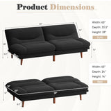 Homall Futon Sofa Bed, Modern Loveseat Futon Couch with Adjustable Backrest and Armrests, Sleeper Sofa Bed with Wood Frame for Living Room, Office, Apartment (Fabric, Black) Homall