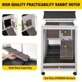 Aivituvin Rabbit Hutch 62" Rabbit Cage Indoor Outdoor Chicken Coop Guinea Pig Cage on Wheels Bunny Cage with 3 Deep No Leakage Pull Out Tray,Waterproof Roof (Brown) Aivituvin