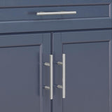 HOMCOM Kitchen Island on Wheels, Rolling Kitchen Cart with Stainless Steel Countertop, Drawer, Towel Rack and Spice Rack, Utility Storage Trolley, Deep Blue HOMCOM