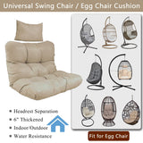 Enipate Outdoor Hanging Egg Chair Cushion, Water-Resistant Tufted Swing Basket Chairs Cushion Pads with Headrest Pillow Enipate